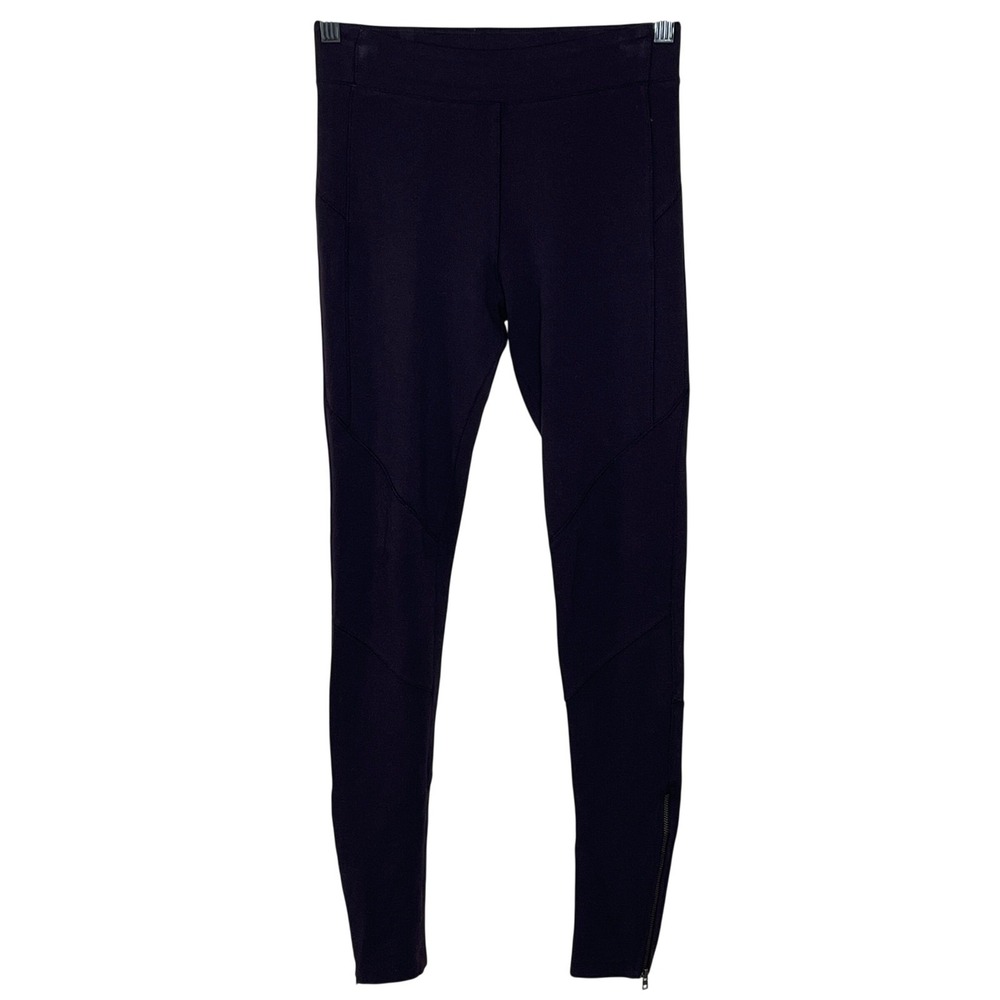 AllSaints Women Dark Purple High Waisted Ankle Zip Moto Leggings Size XS Plum